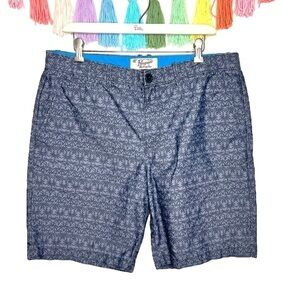 Penguin Navy Palm Tree Patterned Lightweight Hybrid Casual Summer Shorts Size 36